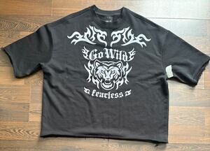 Publik 'Go Wild" Premium Heavy Weight Cropped T-Shirt (Jet Black) KF2509 XL